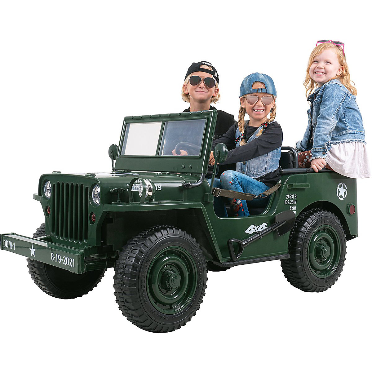 Kinder Elektroauto Jeep Willys - 4x45 Watt - Kinderauto mit Fernbedienung - Soundmodul gr&uuml;n