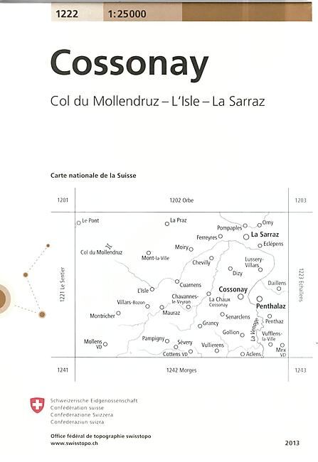 BUNDESAMT - 1222 COSSONAY ECHELLE 1 25 000
