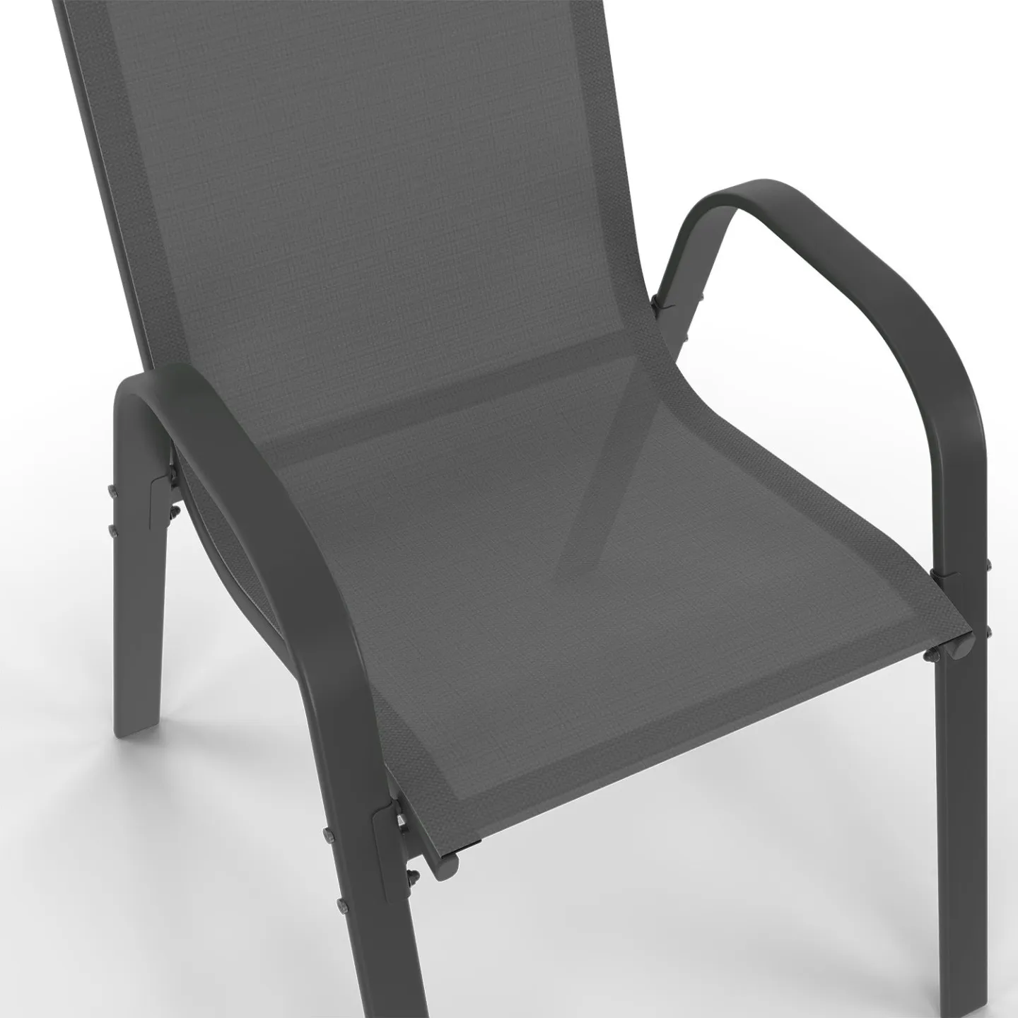 Salon de jardin MADRID table 240 CM et 10 chaises empilables gris anthracite plateau clair
