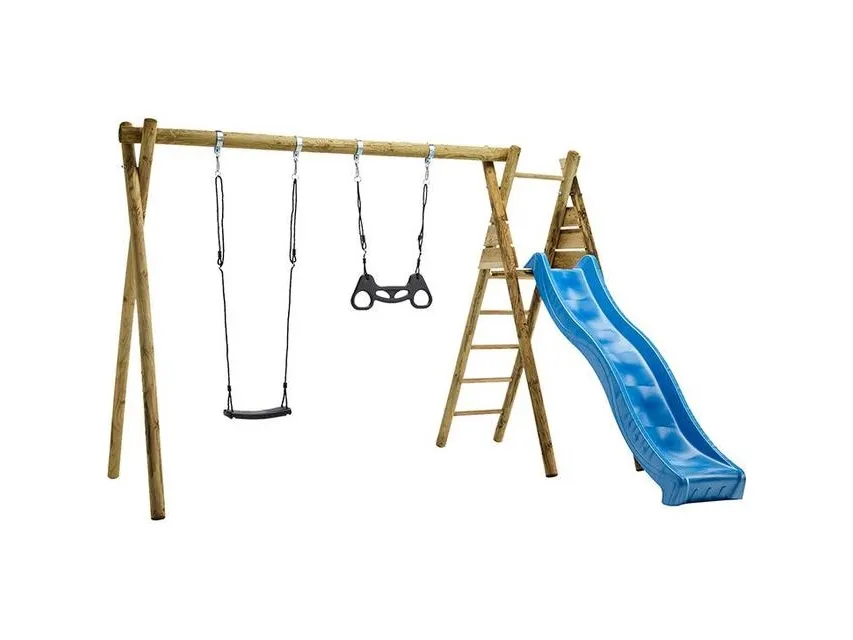 NORDIC PLAY Gyngestativ 240 cm med platform m/1 sort gynge og 1 sort trapez ekskl. rutsjebane (805-627)