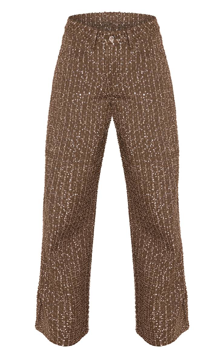 Kaki Jean Large Taille Basse À Sequins