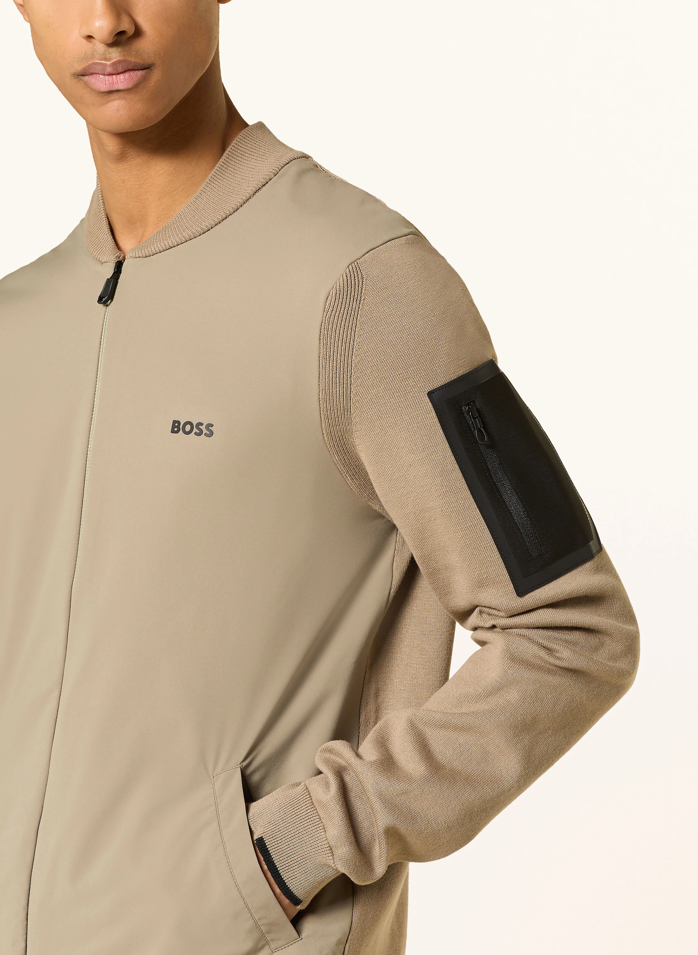 BOSS Sweatjacke EVER im Materialmix