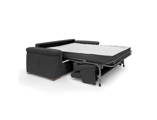 DIVANI.STORE - Canapé lit giunone matelas h18 cm noir 3 places