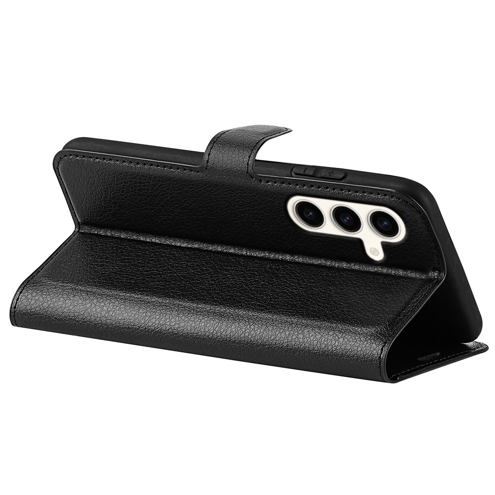 Samsung Galaxy S24  Plus Leder Tasche Flip Cover Litchi Look - Schwarz