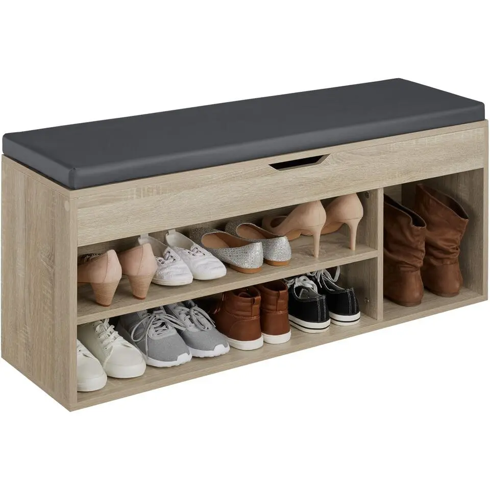 tectake Schoenenkast Natalya met zitkussen 104x30x49cm
