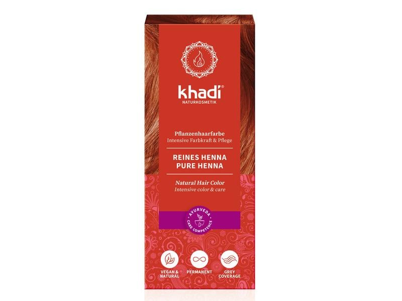 khadi Pflanzenhaarfarbe Reines Henna 100 g Intensive Pflanzenfarbe Rot