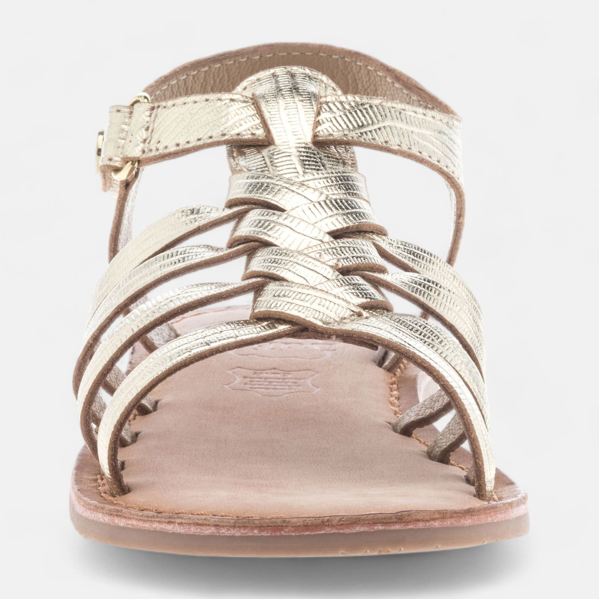 Nu-pieds Fille en cuir or