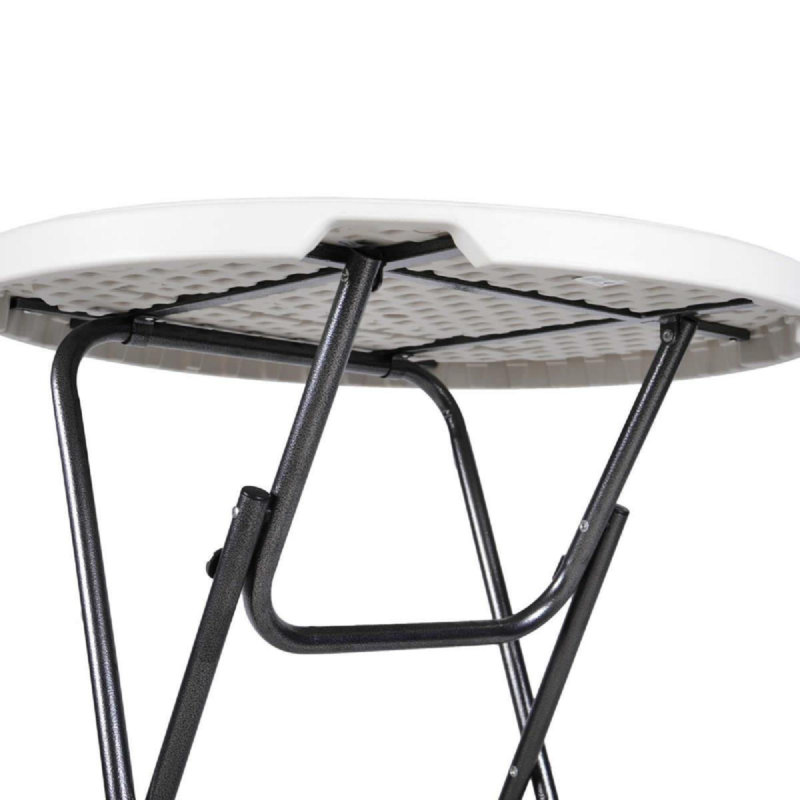 VCM Partytisch Stehtisch klappbar mit Husse weiß Bistrotisch Bartisch 110 cm rund