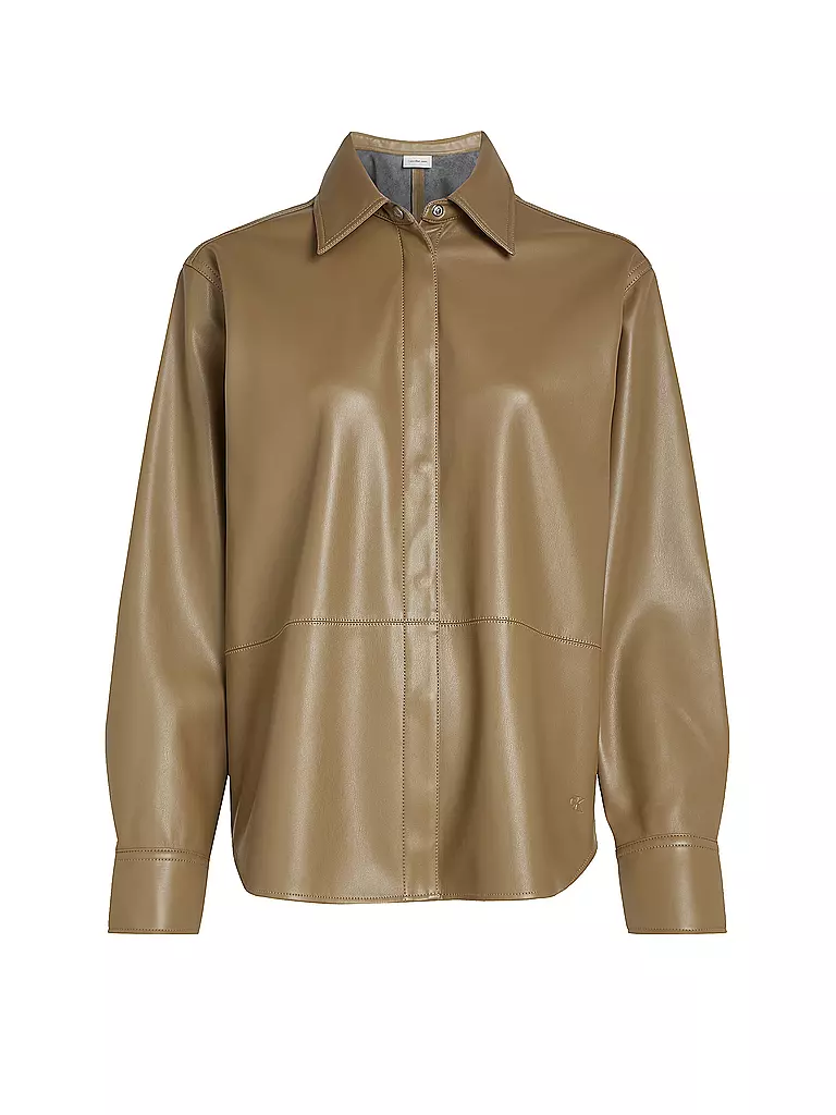 CALVIN KLEIN JEANS Overshirt in Lederoptik olive