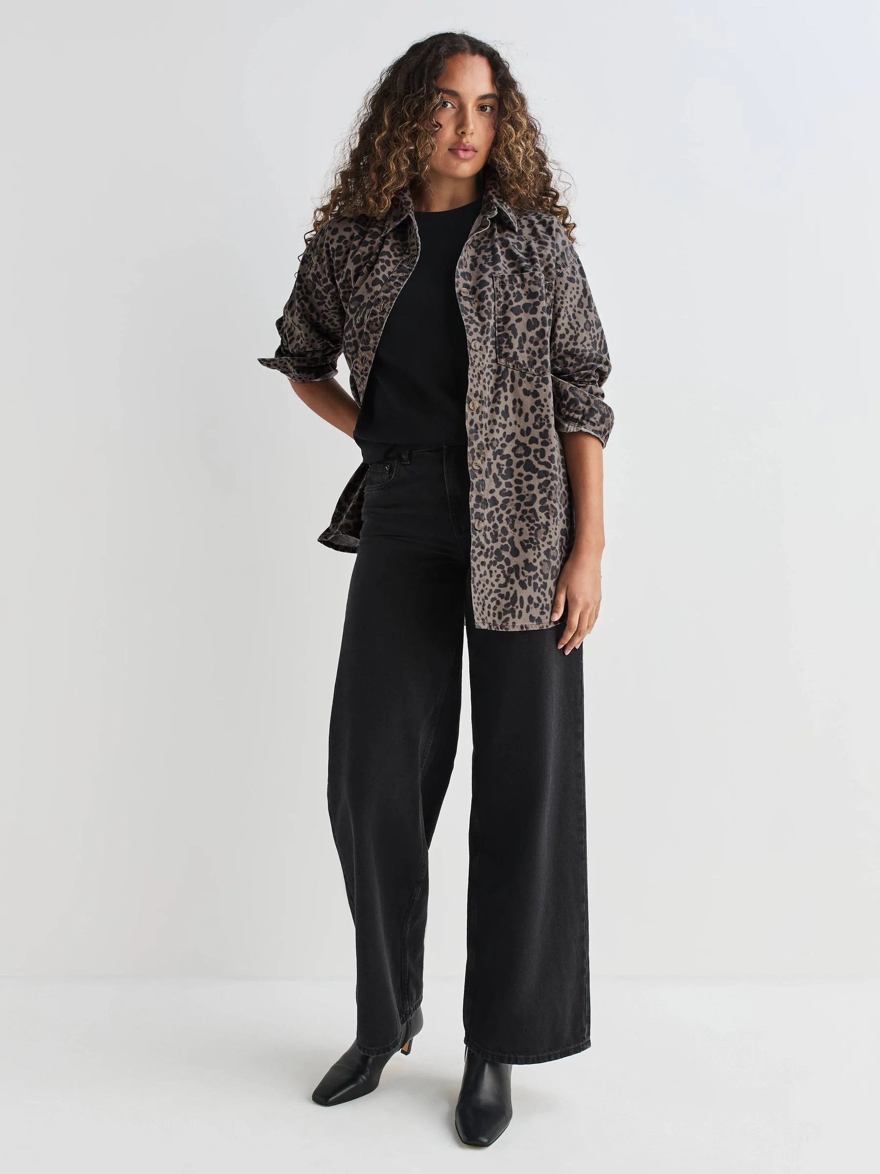 Luipaardprint - Oversized denim overhemd