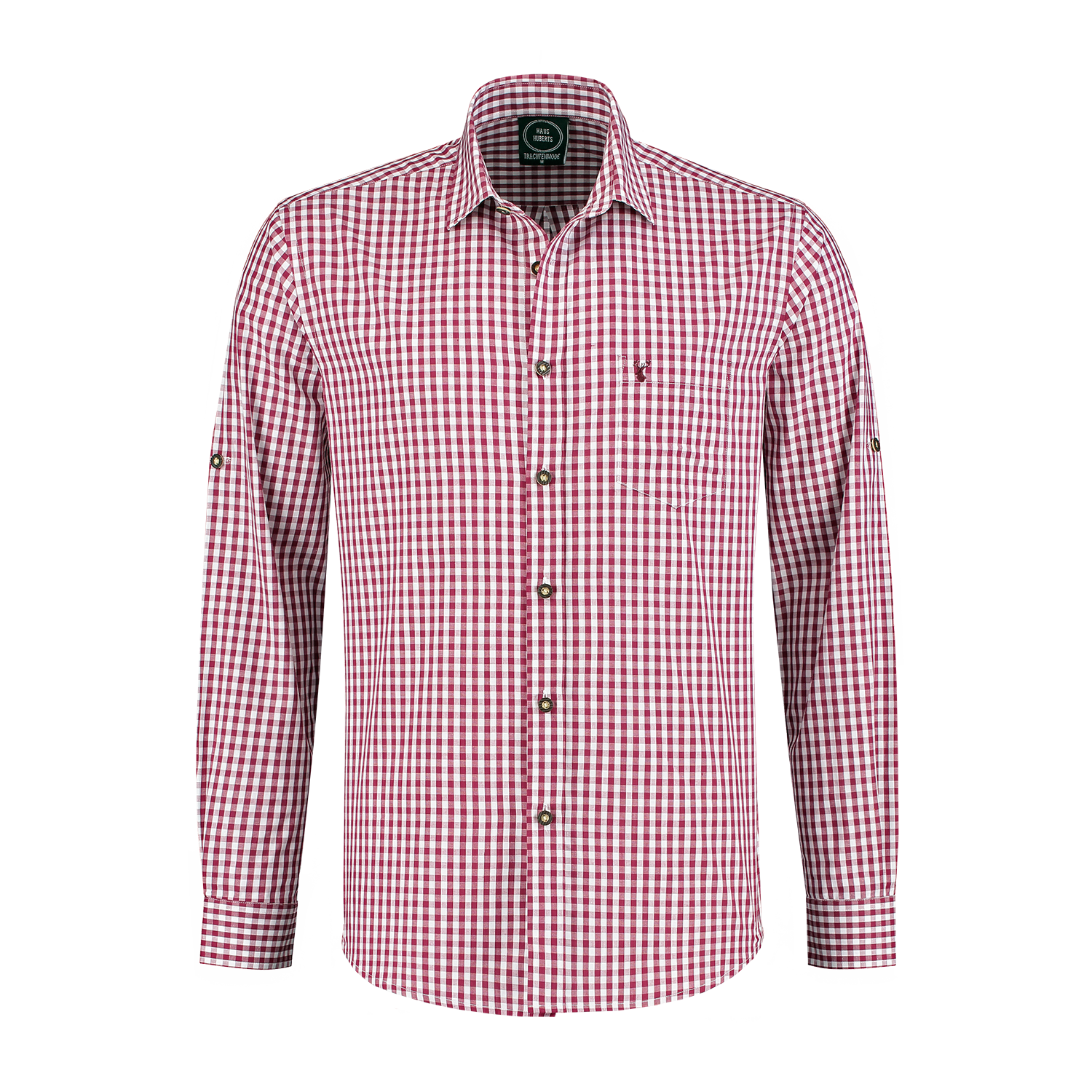 Rood Witte Blouse Heren Lange Mouw Krempelarm