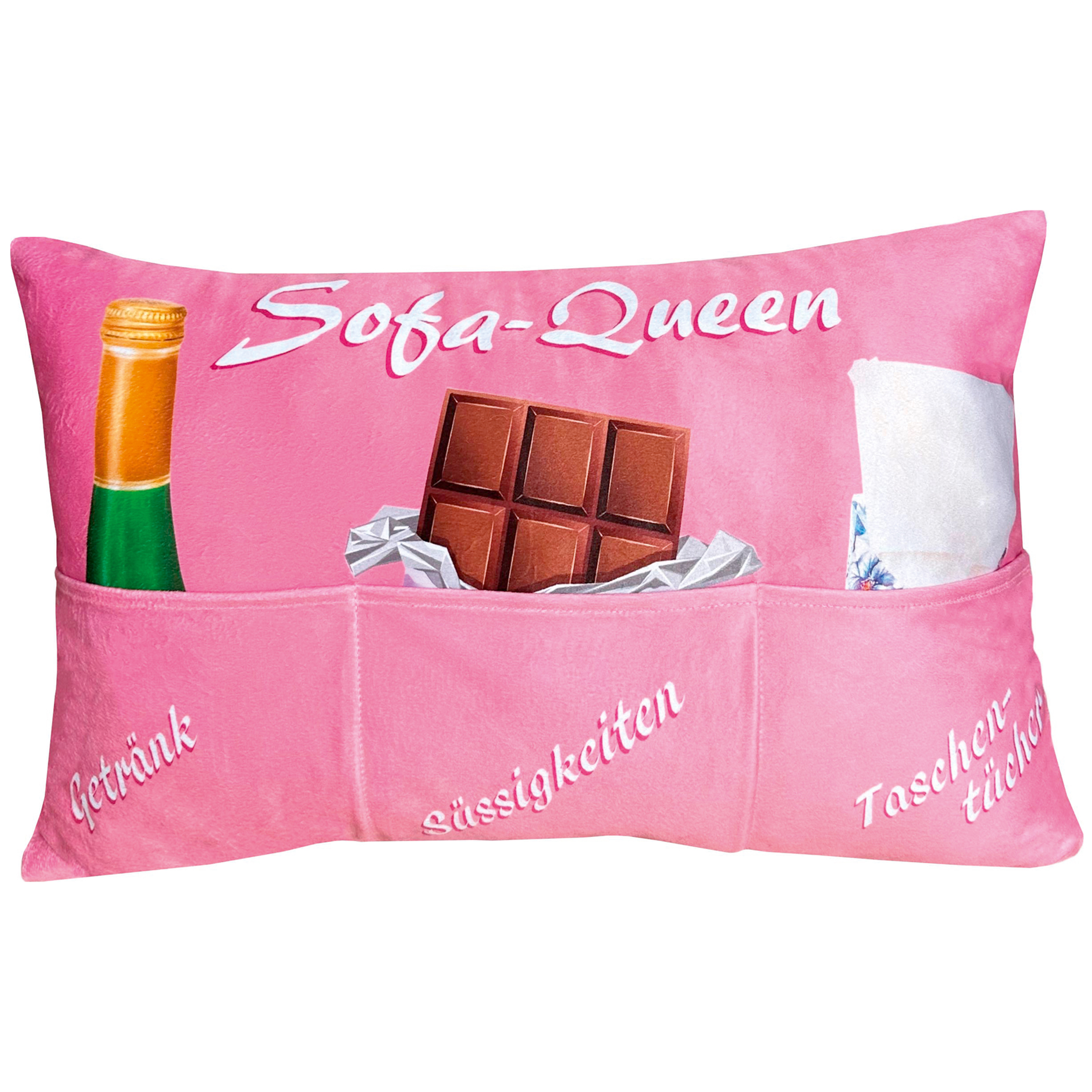 Kopfkissen SOFA QUEEN - pink - mit Taschen - 55x35 cm