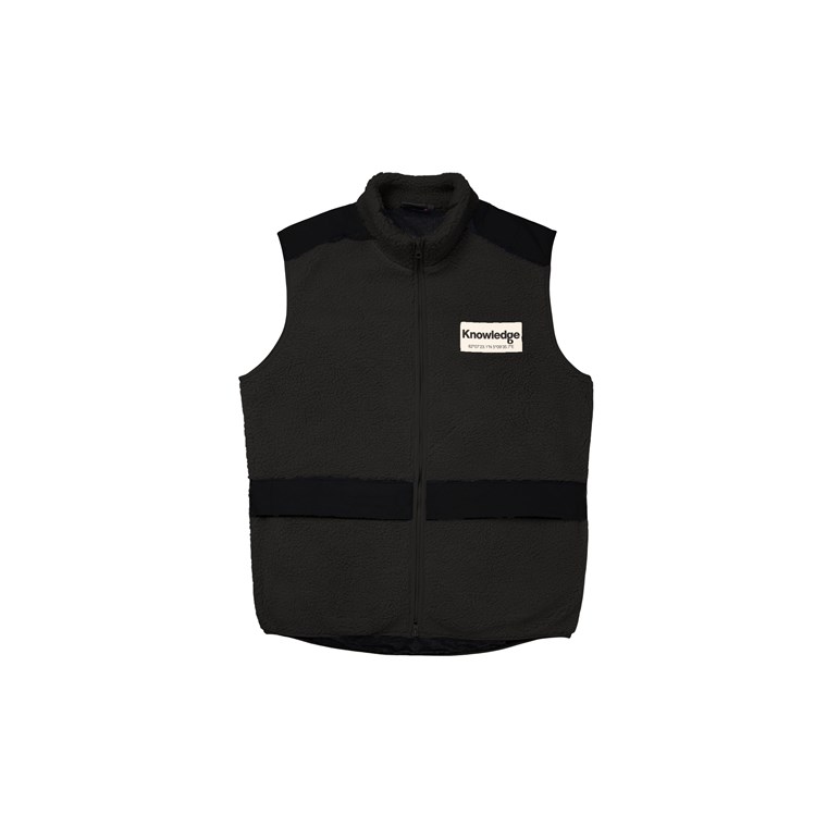 KnowledgeCotton Apparel Teddy Fleece Hood Vest With Rib Stop - Grs/Vegan Peta