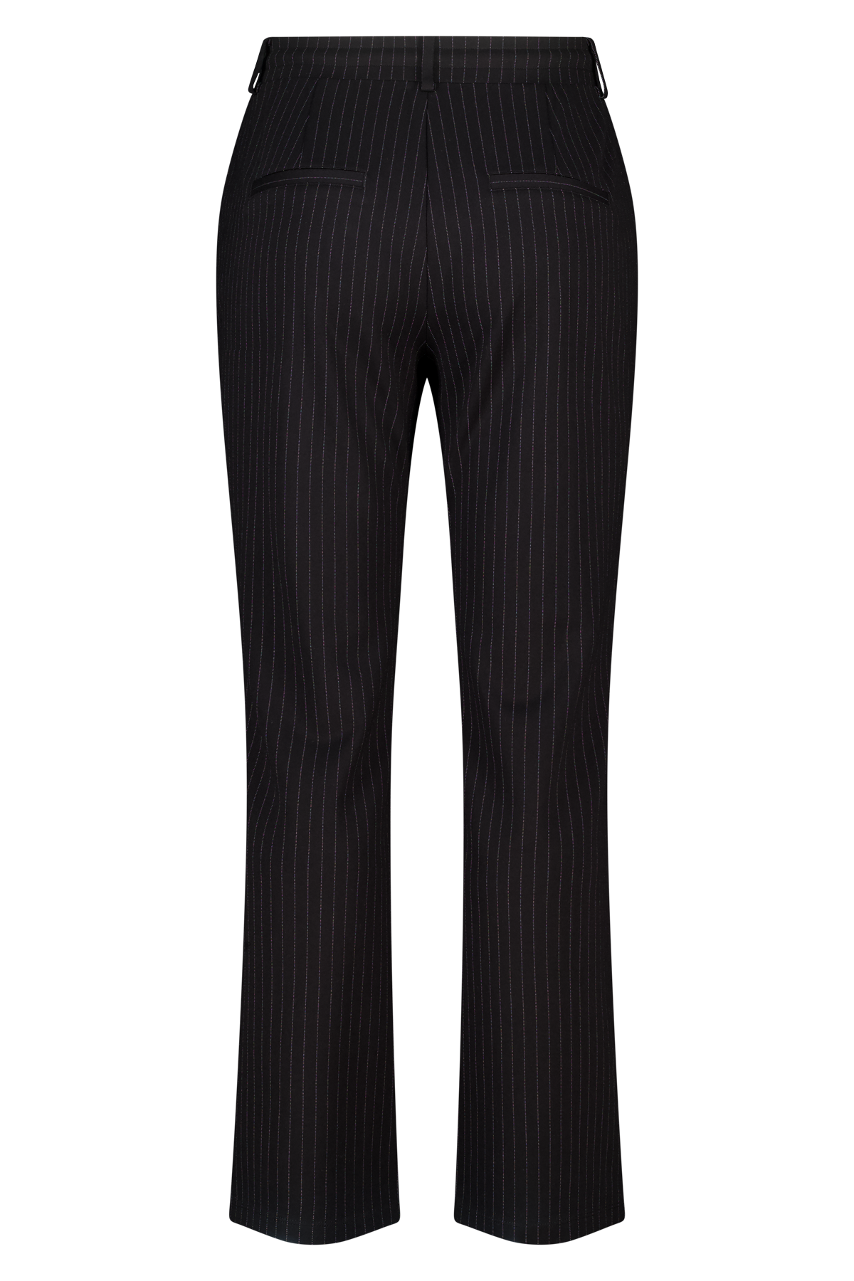 Broek met elastische taille en krijtstreep Multi zwart-wit