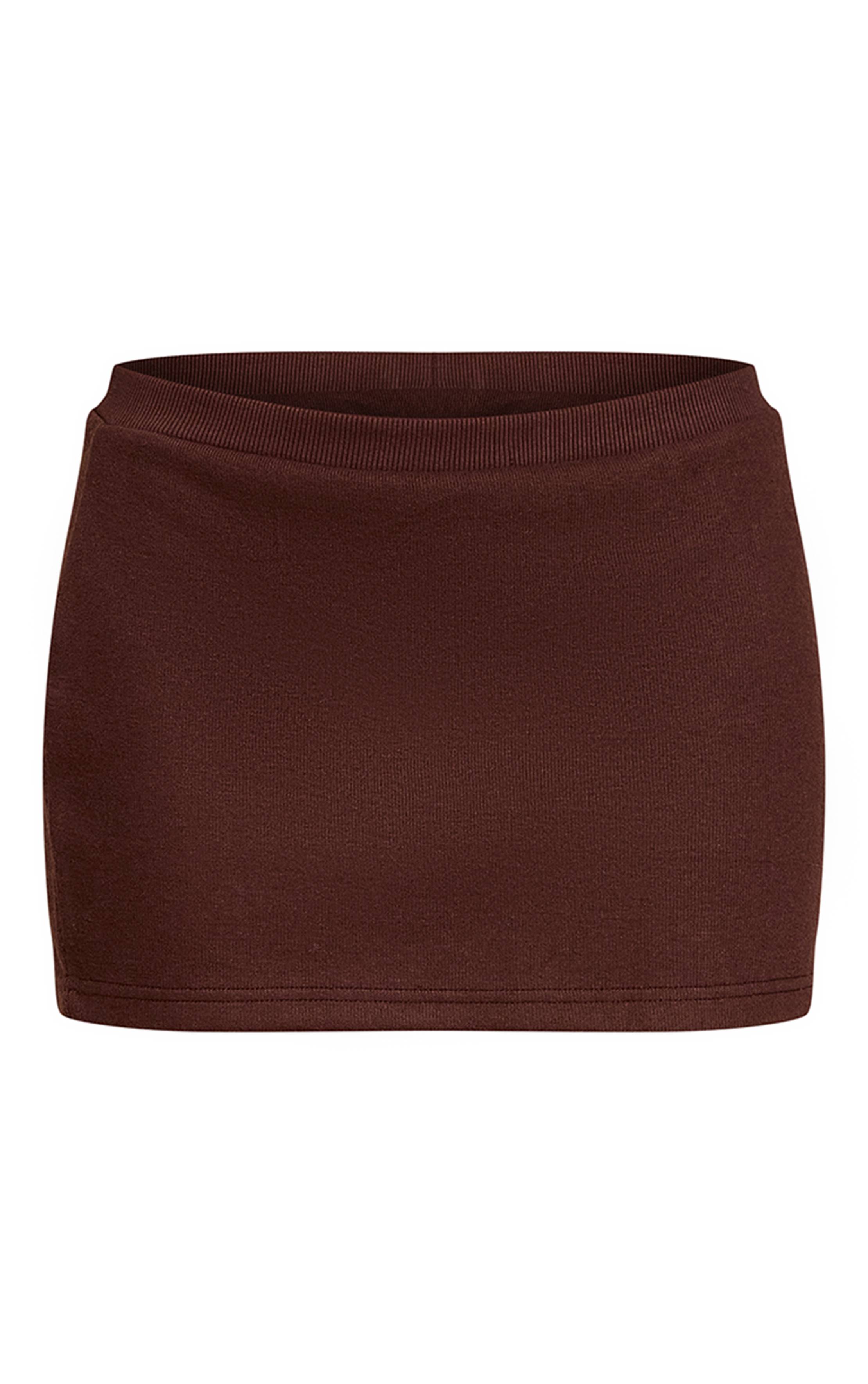 Marron Foncé Mini-jupe Taille Mi-haute Super Douce Ensemble Coordonné