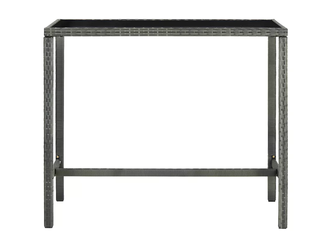 Prolenta Premium - Table bar de jardin Gris 130x60x110 cm Résine tressée et verre