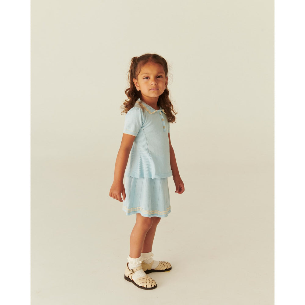 Køb COPENHAGEN COLORS Ice Blue/Cream Comb. Strikket Tennis Nederdel