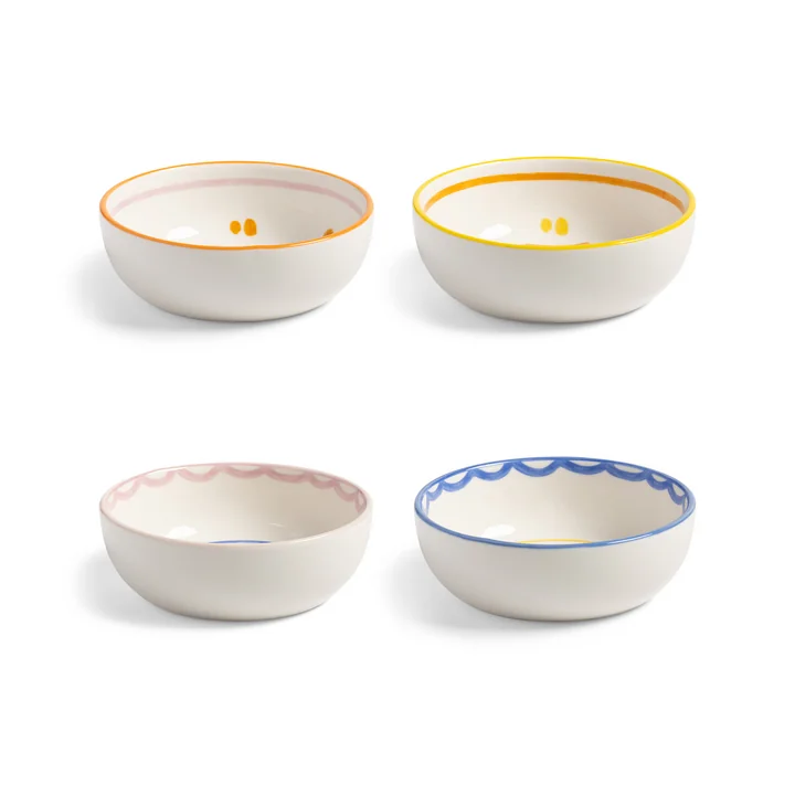 &klevering - Boavista Schale Ø 12,5 cm, weiss / blau / gelb (4er-Set)