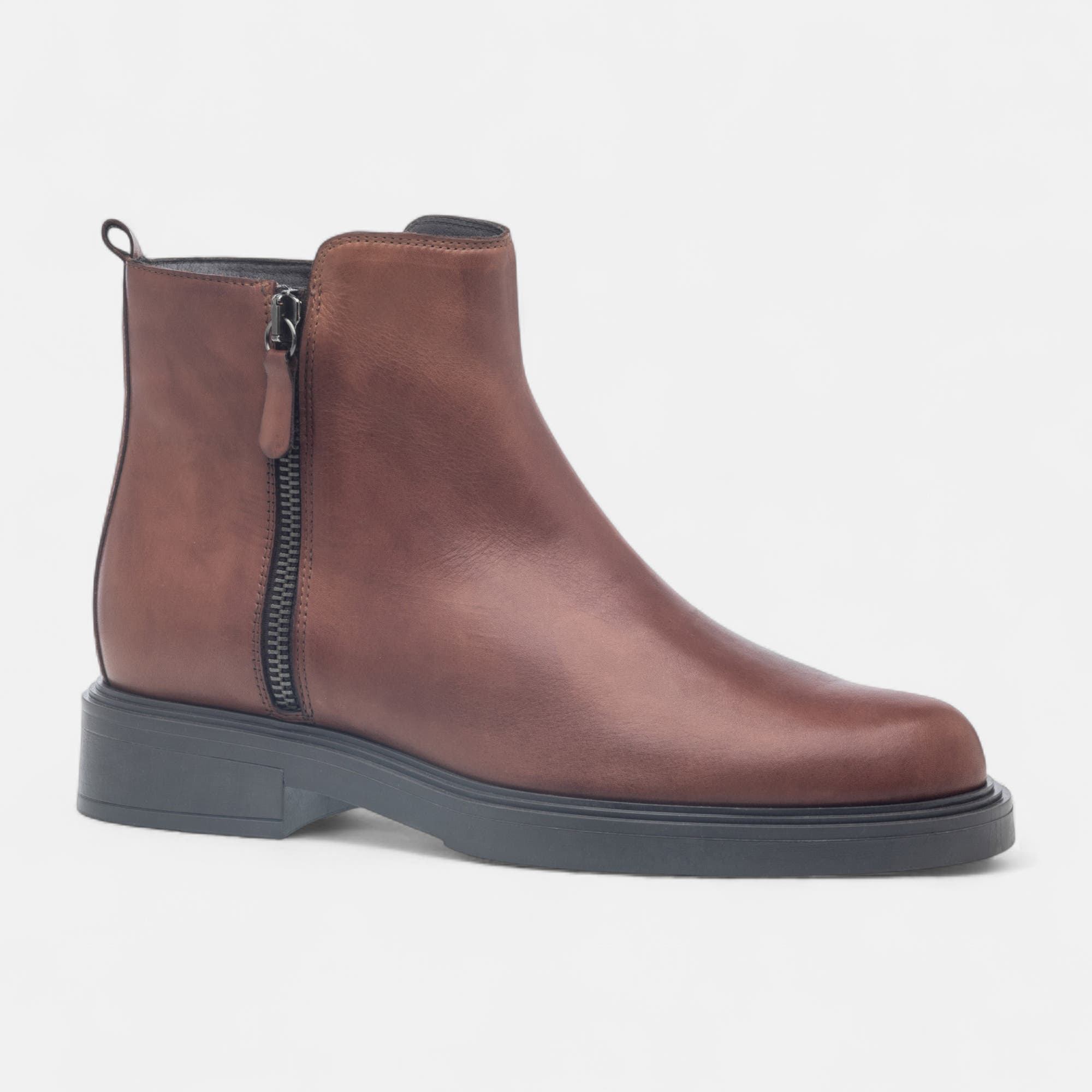 Bottines Femme en cuir cognac