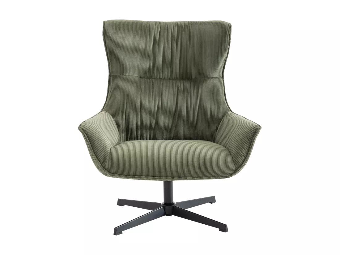 Fauteuil pivotant en velours côtelé vert GALATI