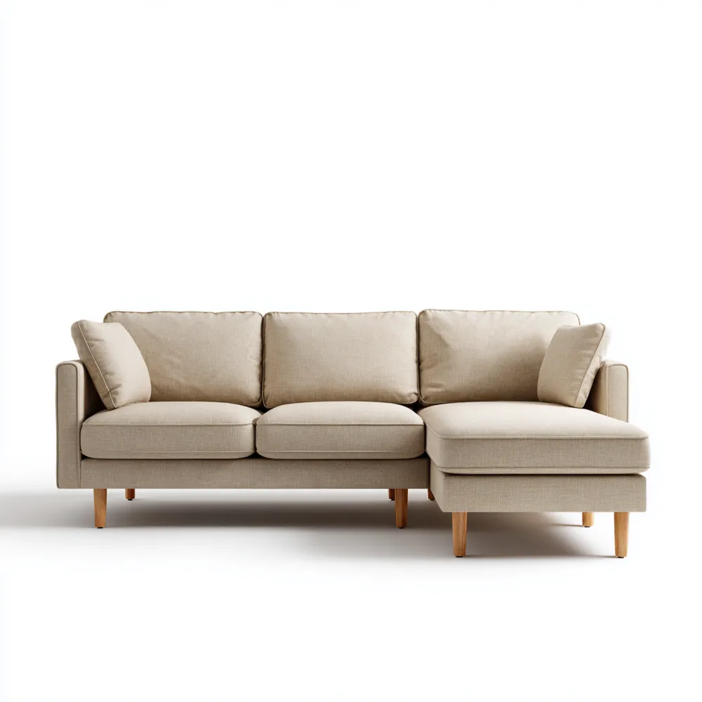 Ecksofa Stoffpolster 220x150x85 cm - Beige - Moderner Stil