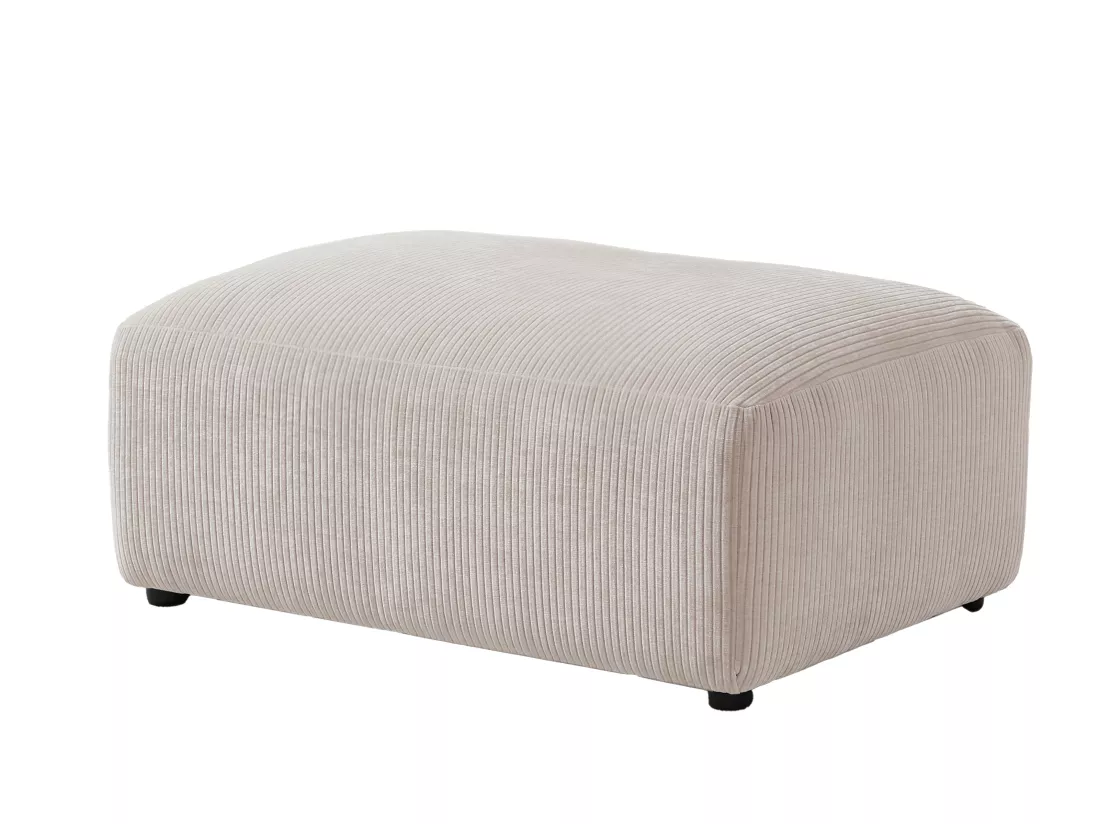 Canapé d'angle gauche et pouf en velours côtelé beige TIRONO de Maison Céphy