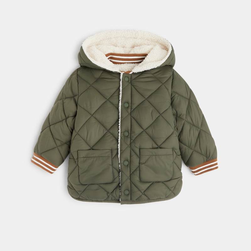 Manteau de ville réversible matelassée vert bébé garçon