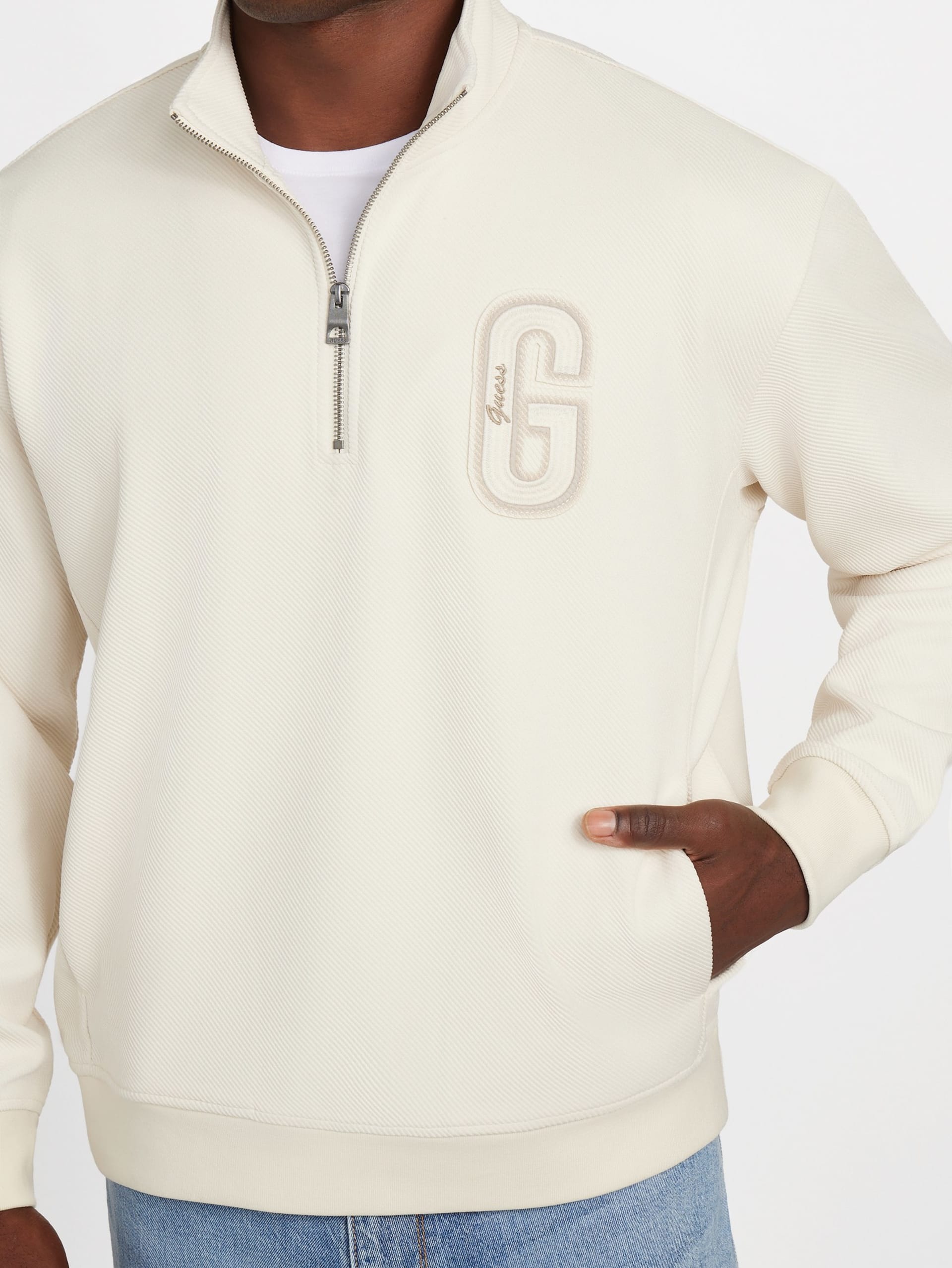Suéter Eco Harris Twill com Zíper e Gola Alta