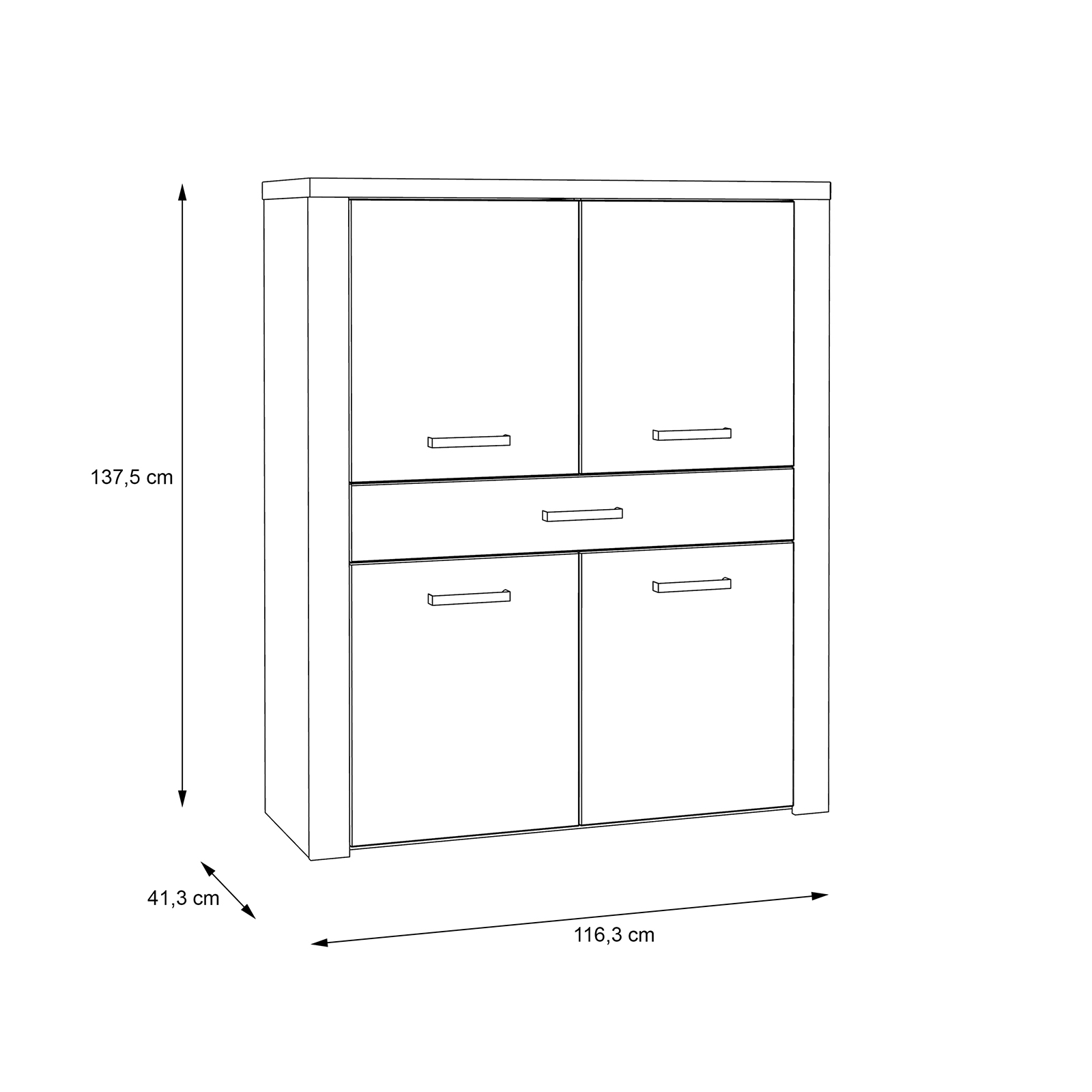 Highboard - Sonoma Eiche - 116 cm breit