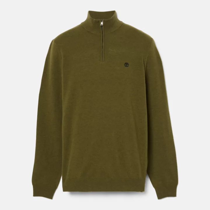 Suéter masculino Cohas Brook com zíper no pescoço, na cor verde.