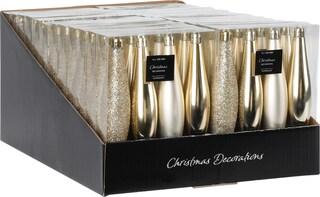 Weihnachtsbaumschmuck Zapfen 4-teilig champagner matt glänzend glitzernd je 15cm Kunststoff bruchfest