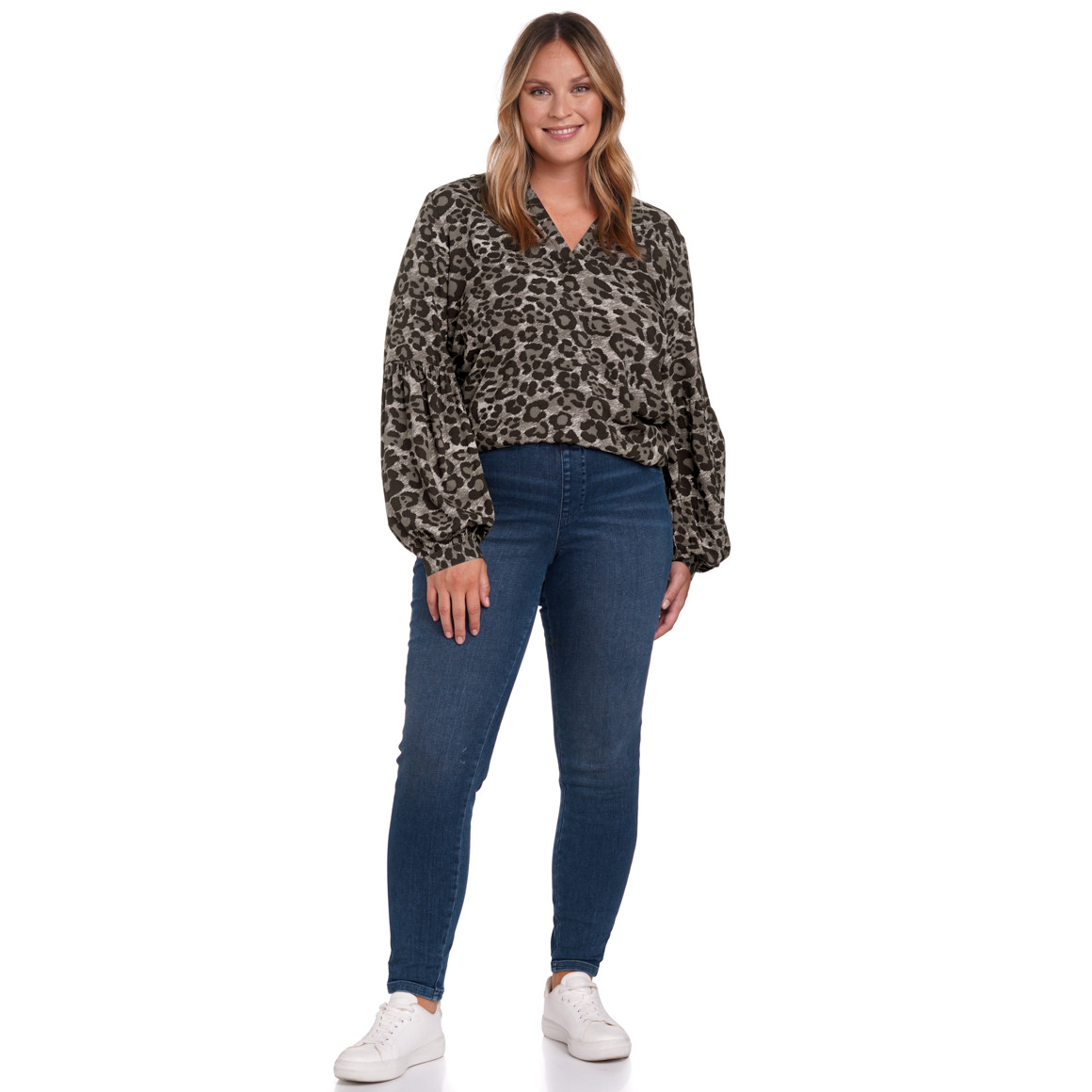 Gina Benotti Damen Bluse im Leoparden-Look grau / schwarz