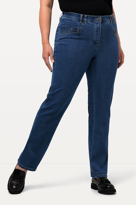 Jeans Mony, konisches Bein, Reißverschlusstaschen