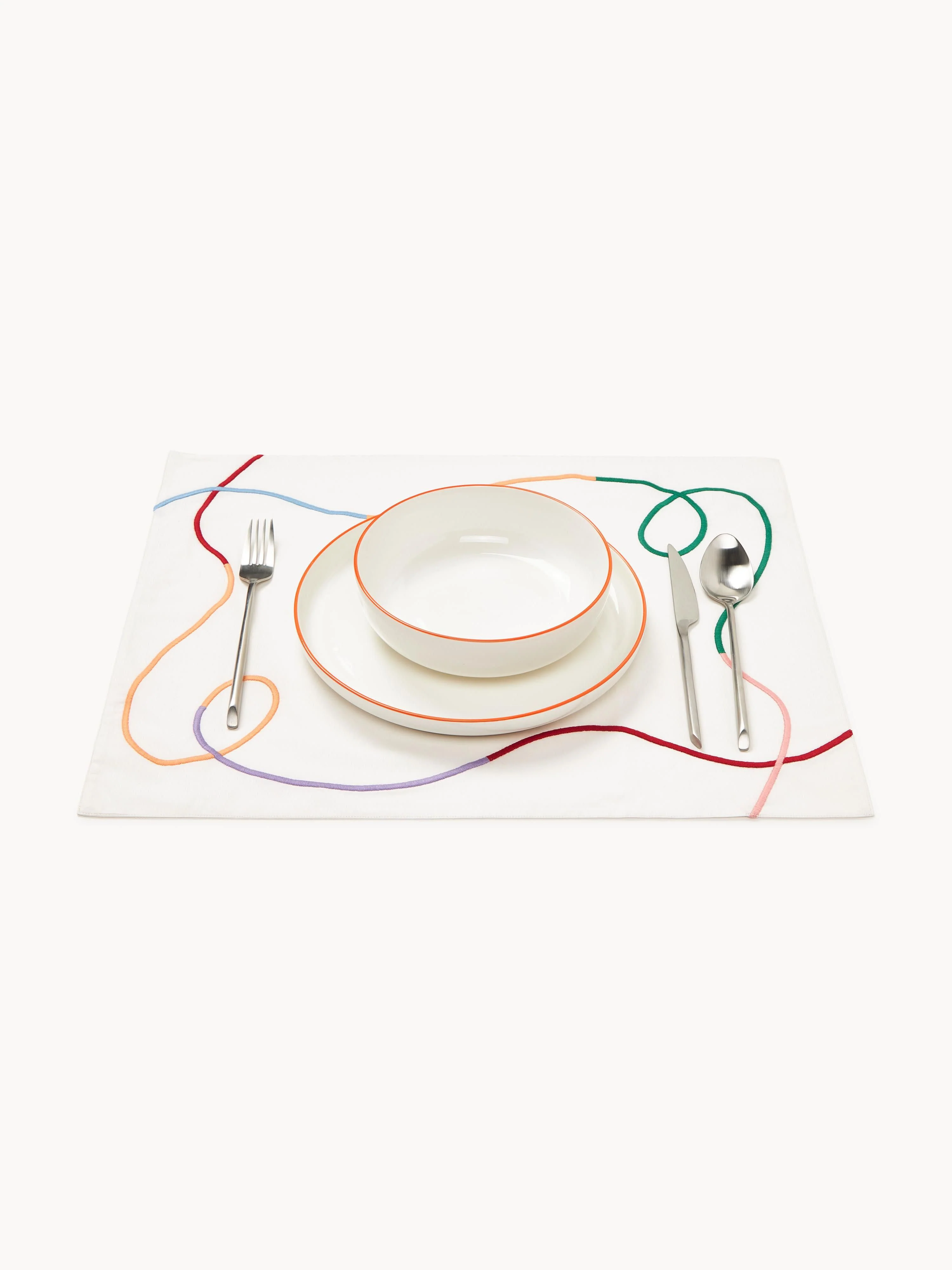 Placemats Sue met abstracte borduurwerk, 2 stuks