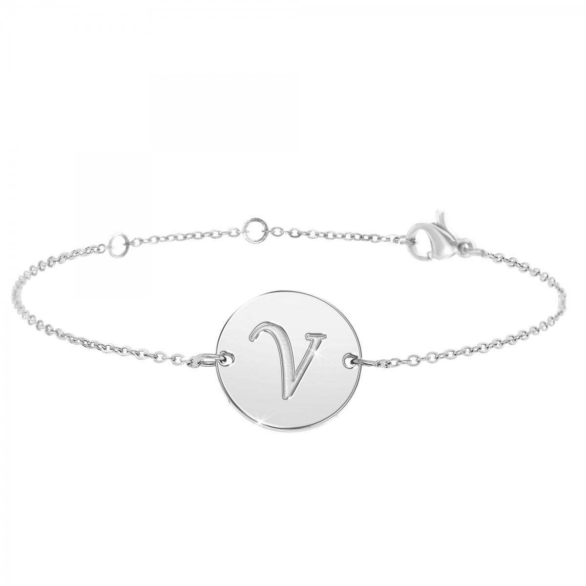 Bracelet lettre V en acier inoxydable SC Crystal