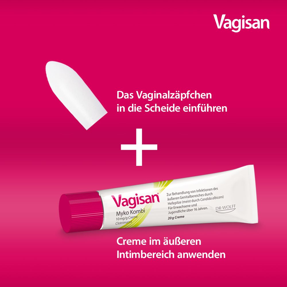 Vagisan Myko Kombi 3 Tage: Vaginalzäpfchen und Creme zur Behandlung von Scheidenpilz