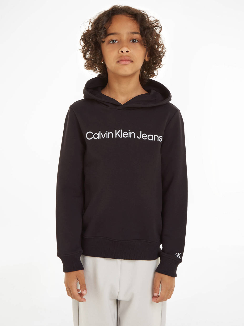 Calvin Klein hoodie Terry met logo zwart
