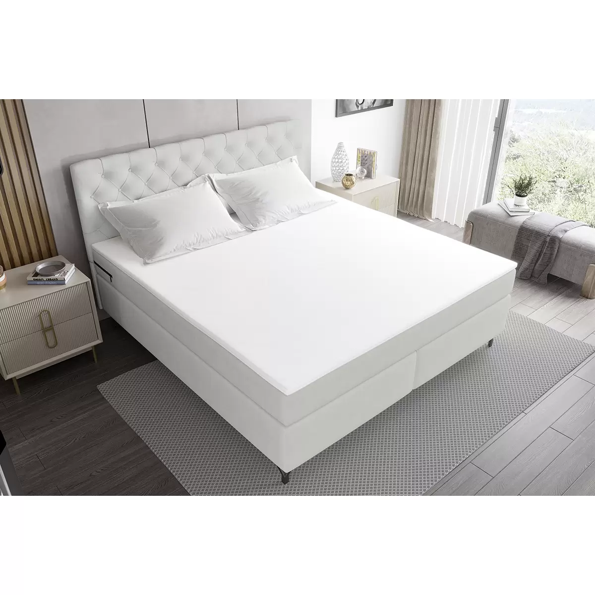 Boxspringbett Reno 160x200 Hellgrau