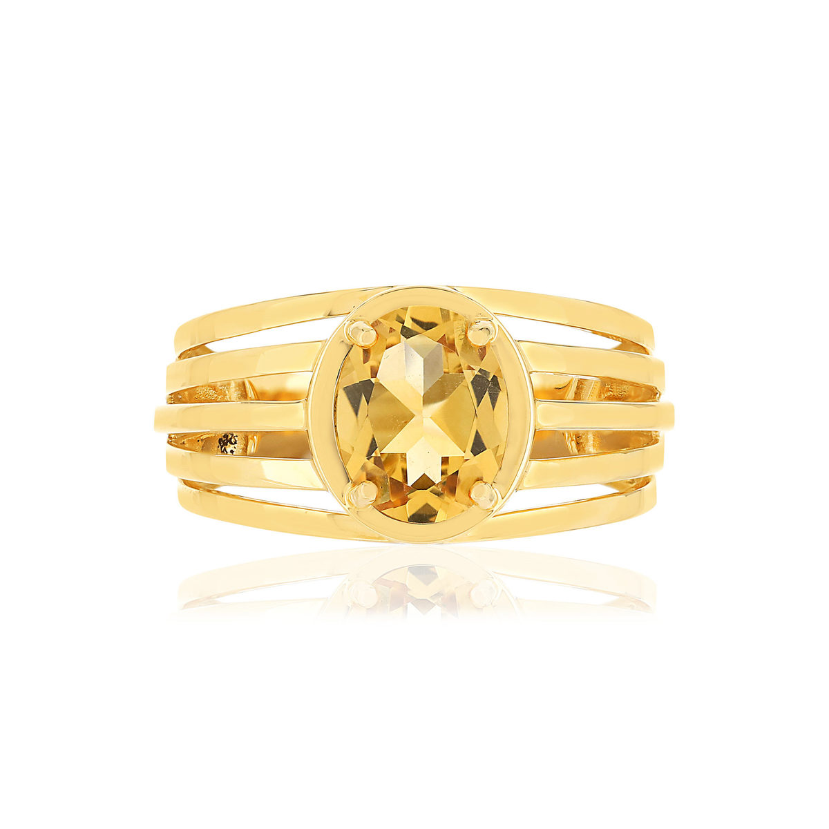 Bague or jaune 375, 1 Citrine 1,30 carat.