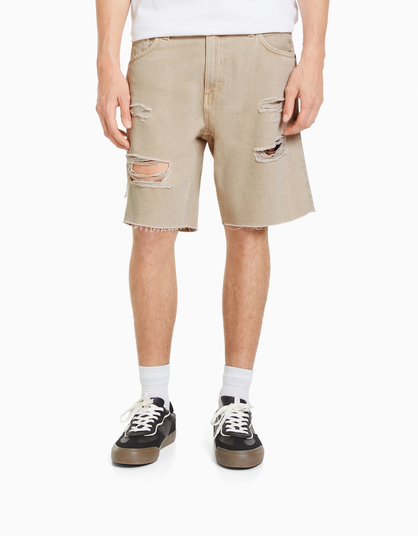 Bermuda jeans rasgada