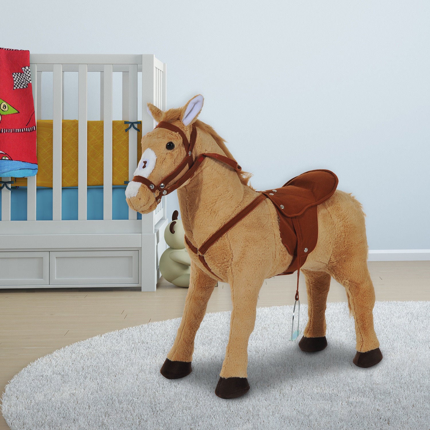 HOMCOM Kinderpferd für Kinder ab 3 Jahren beige 85 x 28 x 60 cm (LxBxH)