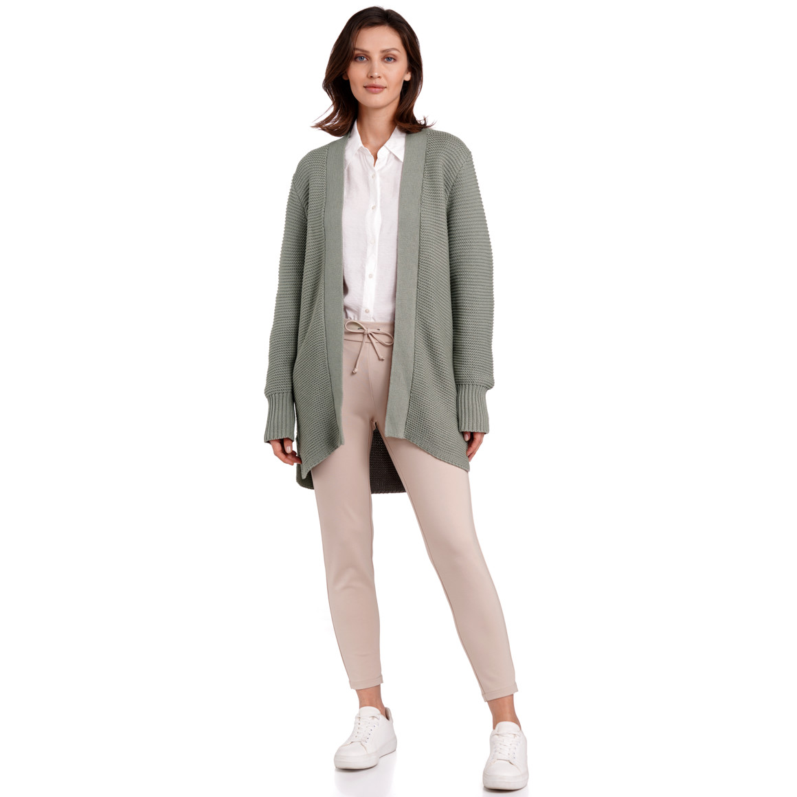 Gina Benotti Damen Strickjacke mit breiten Bündchen oliv