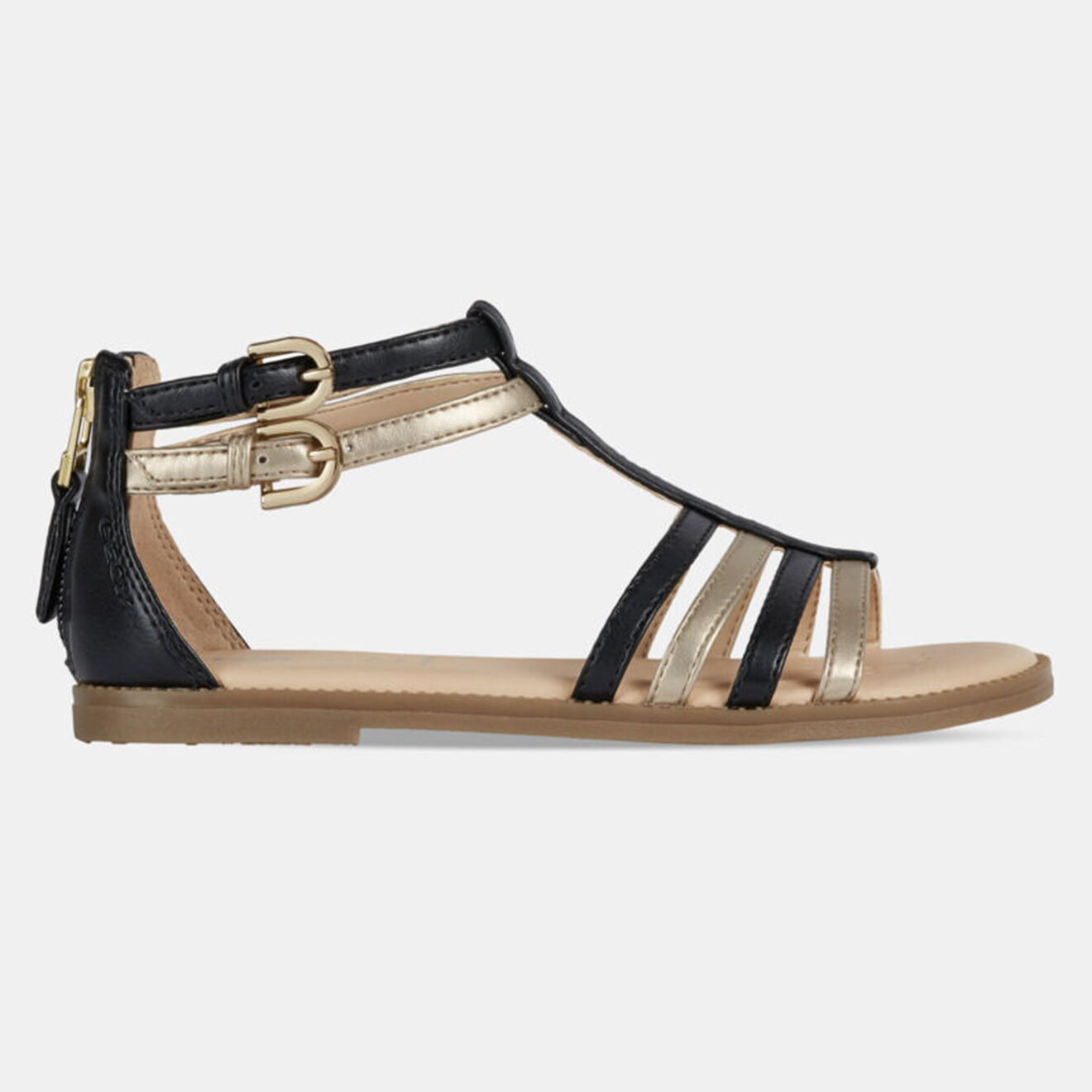 Geox Sandales Karly à brides tricolores et zip à l'arrière noires