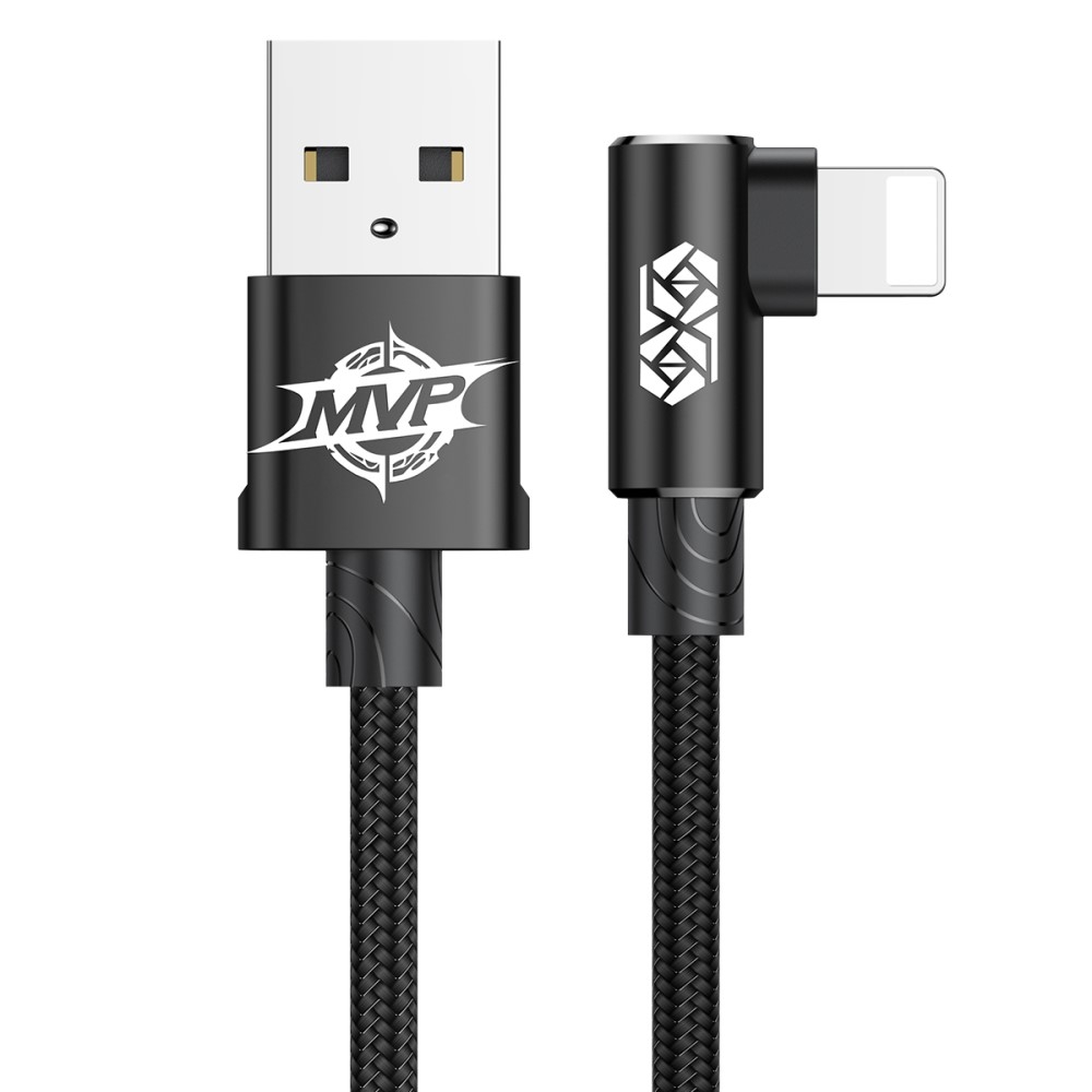 (2m) Elbow Type Lightning Gaming USB 90 Grad Winkel Ladekabel Datenkabel - Schwarz