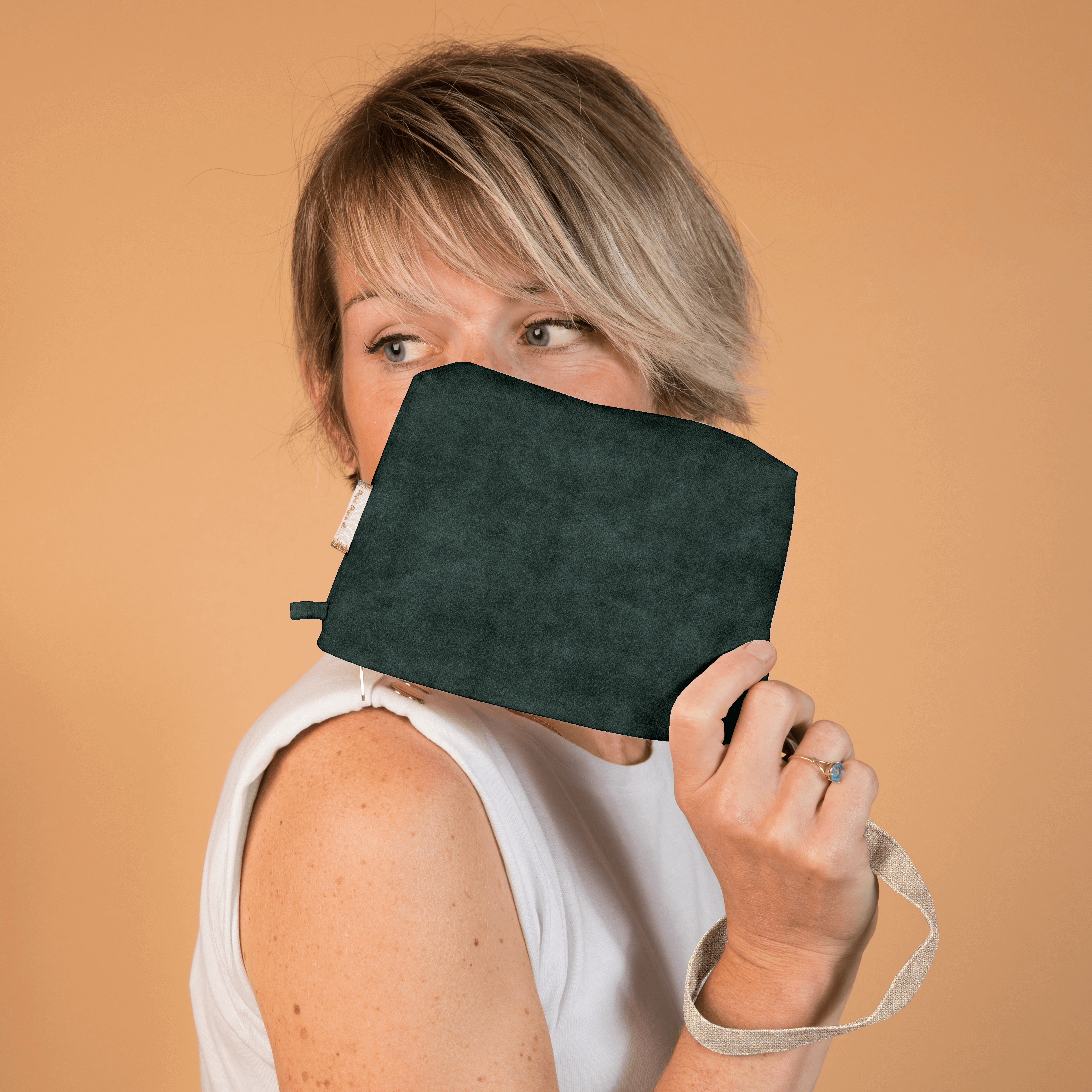 Pochette Tissu Velours Vert Forêt