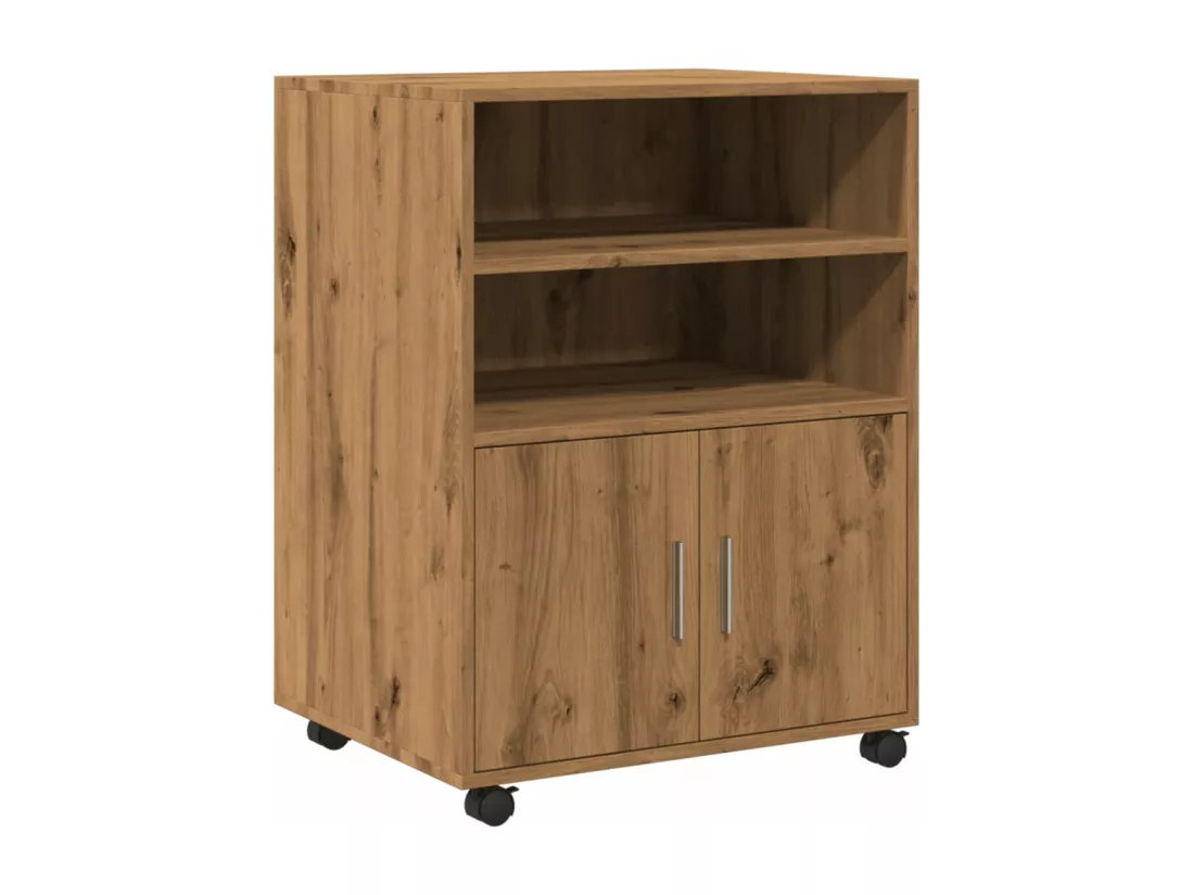 Armoire à roulettes chêne artisanal 60x48x81 cm bois ingénierie