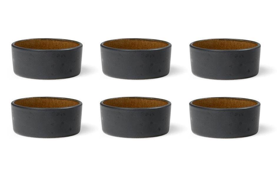 Snackschale 7.5 cm, 6 Stück, Schwarz/AmberSchalen aus Steinzeug für Snack oder Dip