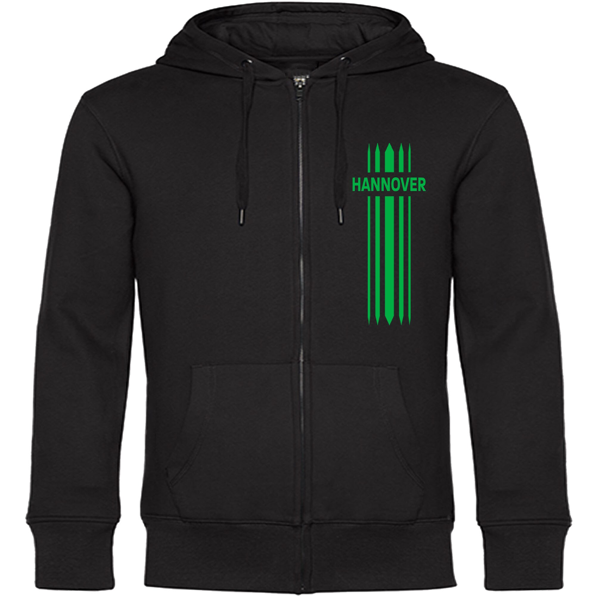 multifanshop® Kapuzen Sweatshirt Jacke - Hannover - Streifen - Druck grün