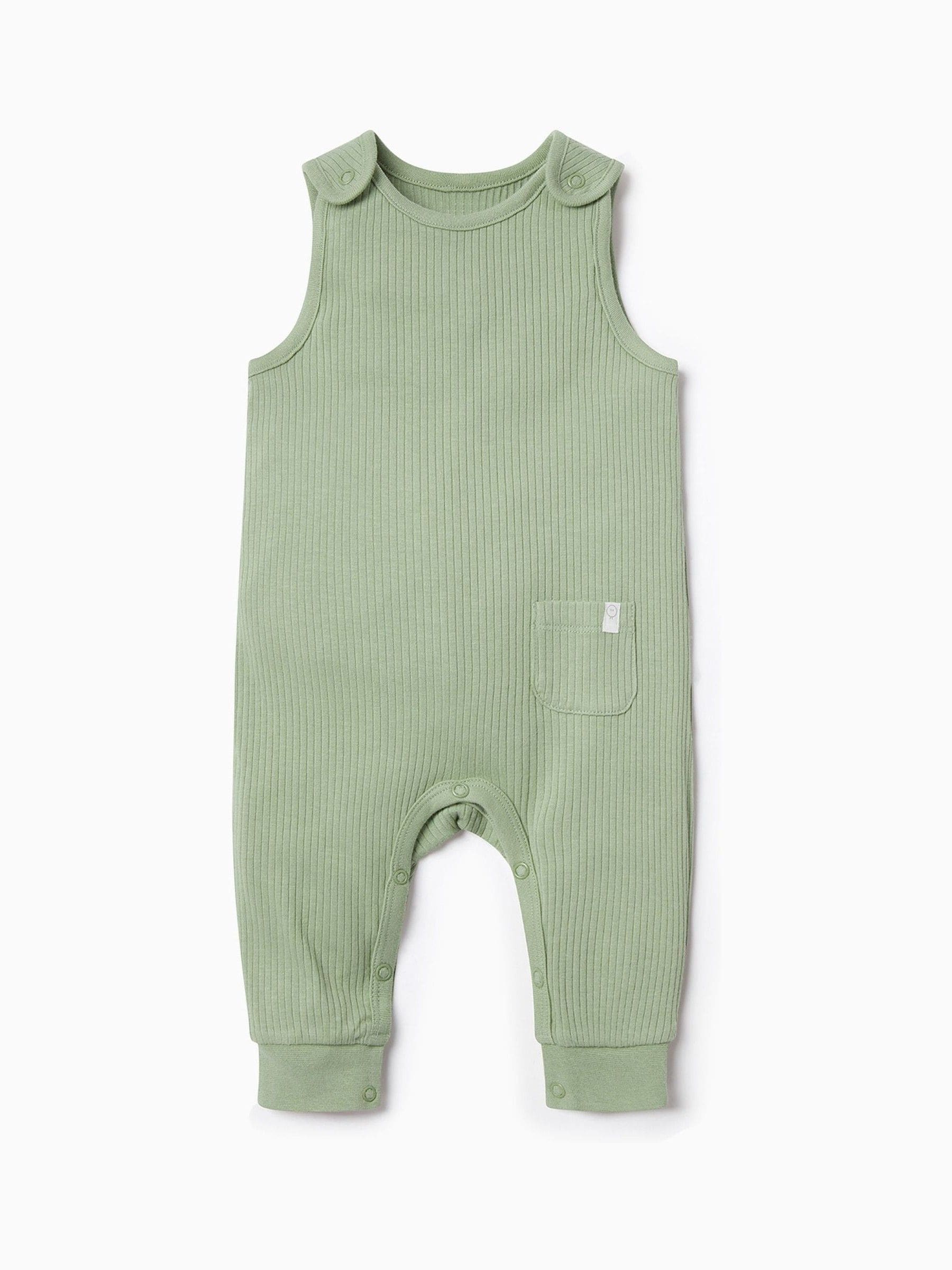 Groen - MORI Ribbed Romper Dungarees