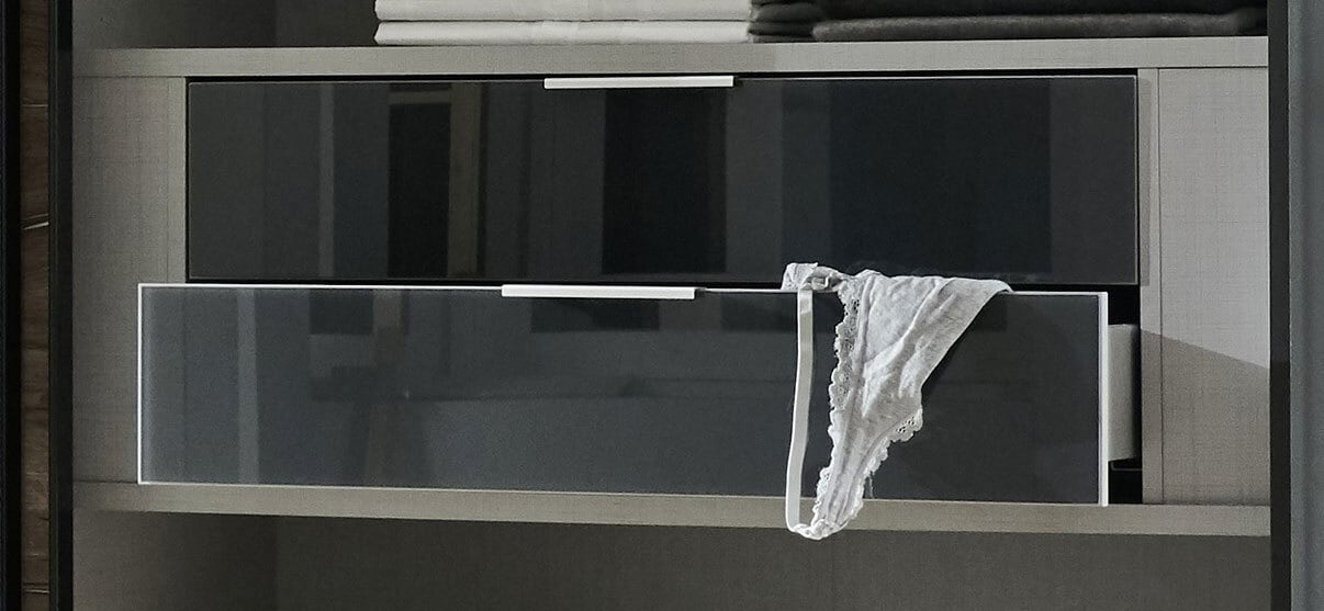 Schubkasteneinsatz Linegrey/Glas schwarz für Fachbreite 100 cm